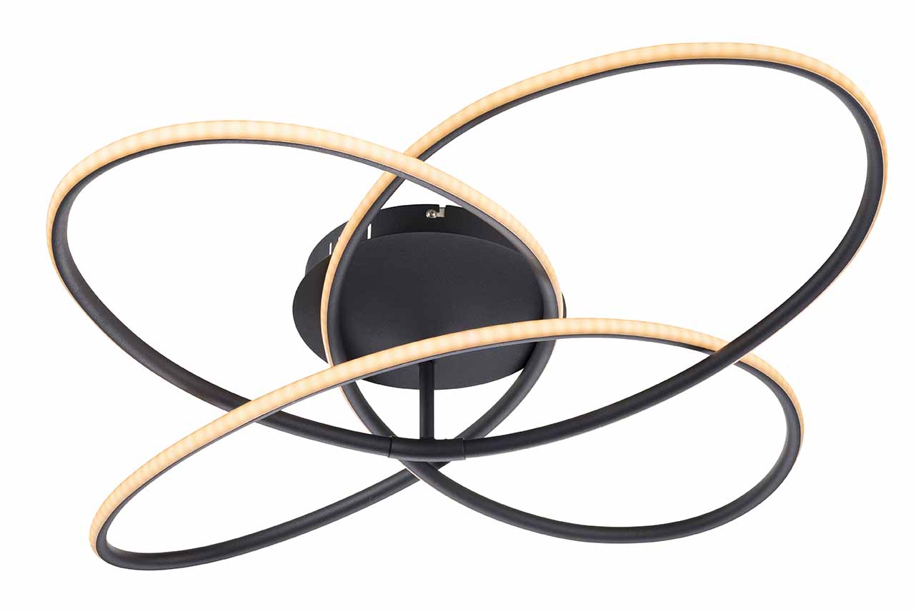 Plafonnier rond construction à anneaux noir/blanc L Globo Panda – Image 4