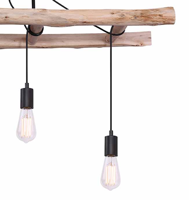 Plafonnier rustique en bois naturel Globo Irmgard – Image 3