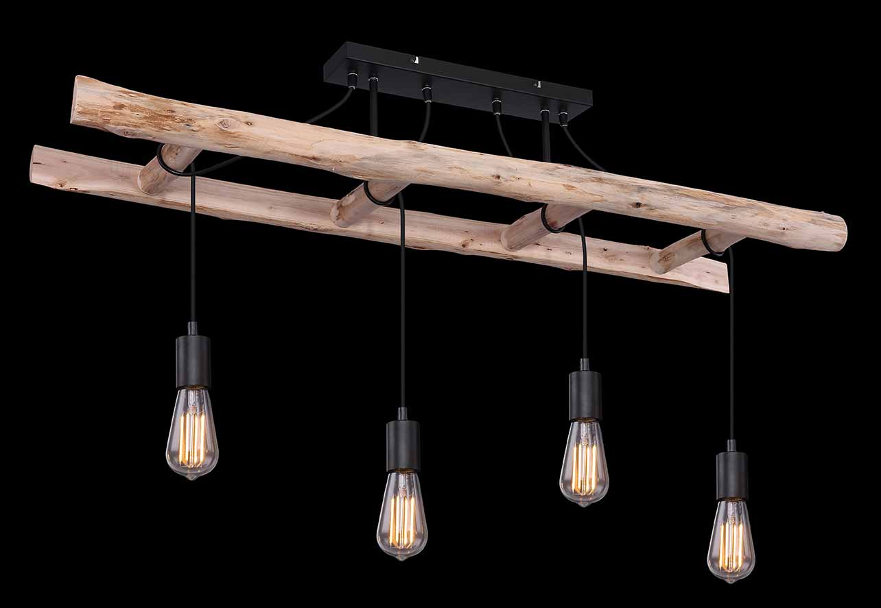 Plafonnier rustique en bois naturel Globo Irmgard – Image 4