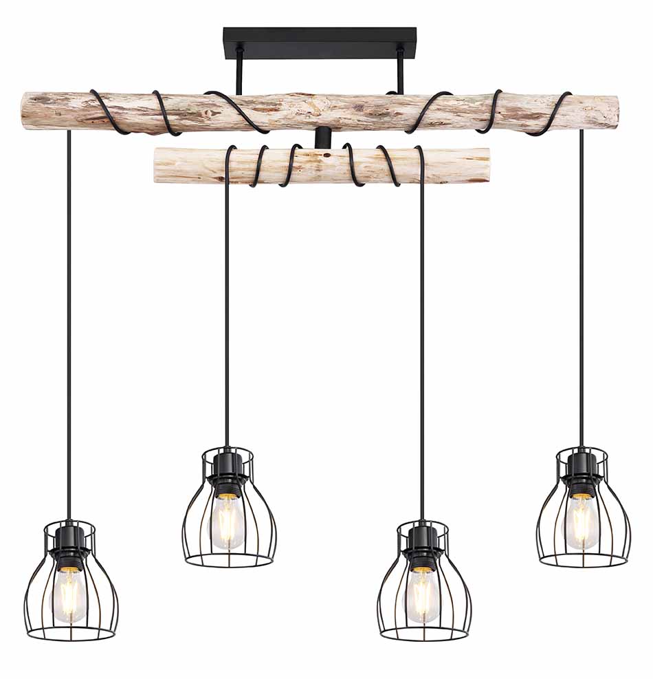 Plafonnier rustique en métal noir Globo Mina – Image 2