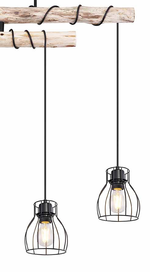 Plafonnier rustique en métal noir Globo Mina – Image 3