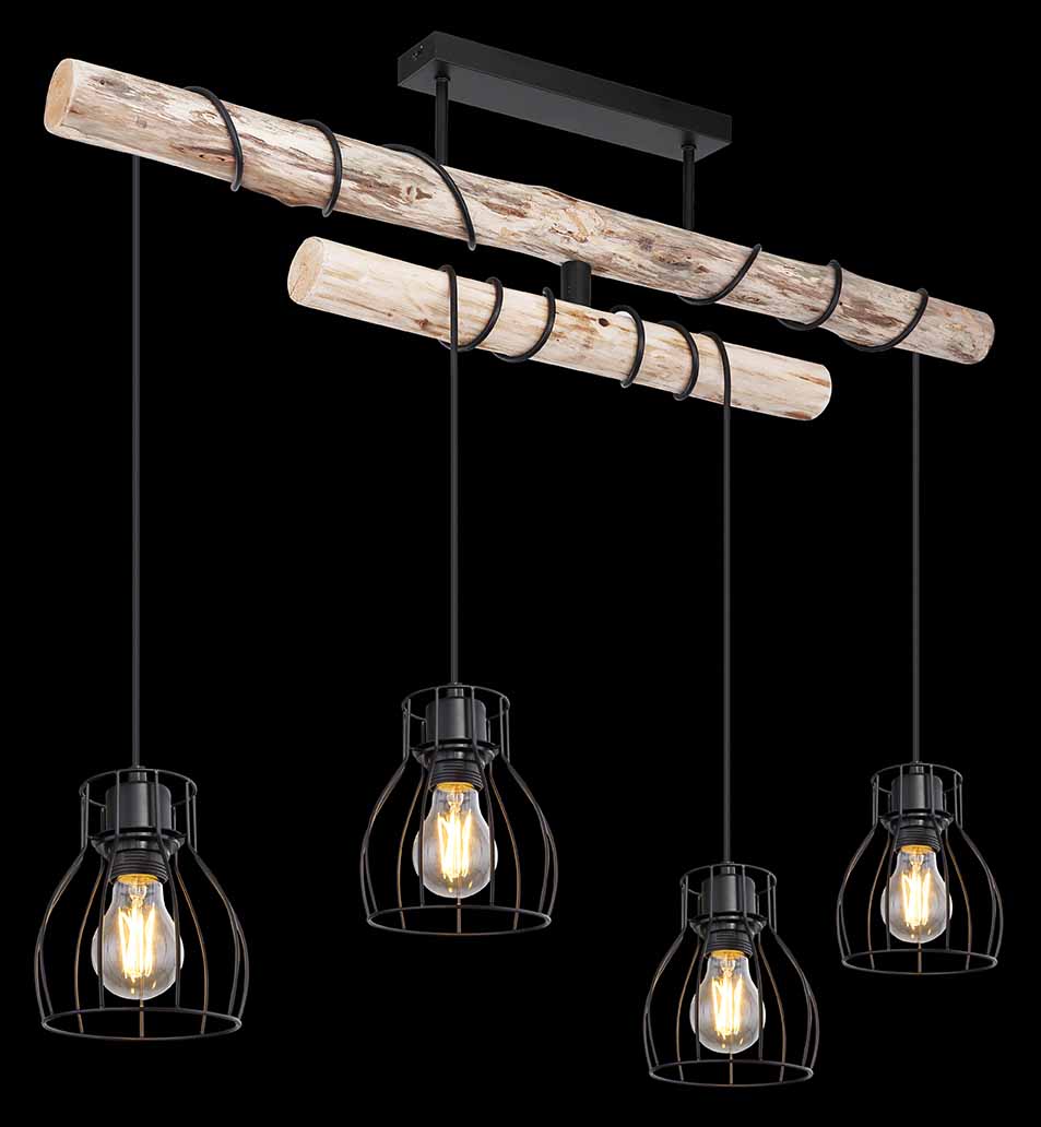 Plafonnier rustique en métal noir Globo Mina – Image 4