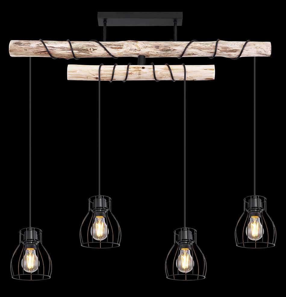 Plafonnier rustique en métal noir Globo Mina – Image 5