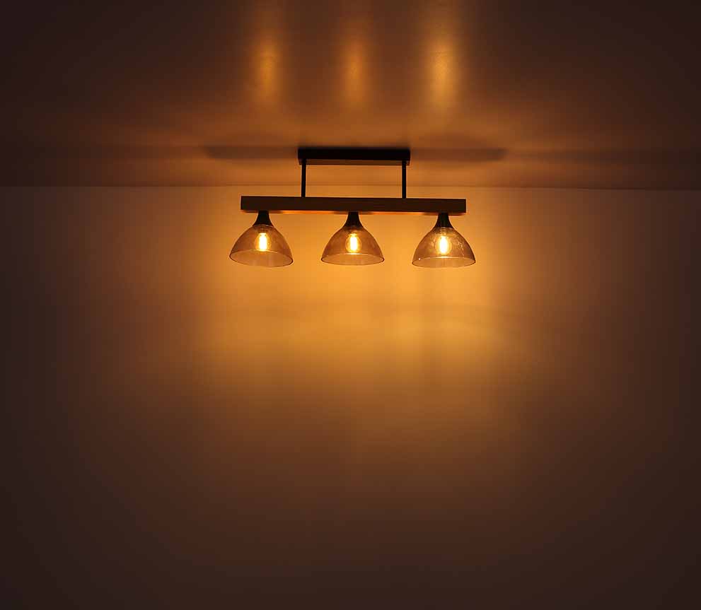 Plafonnier rural noir en métal et bois Globo Lindi – Image 5