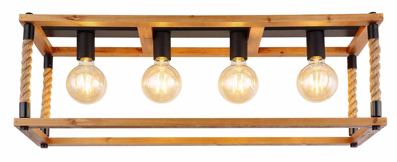 Plafonnier rural noir rectangulaire Globo Vernon – Image 2