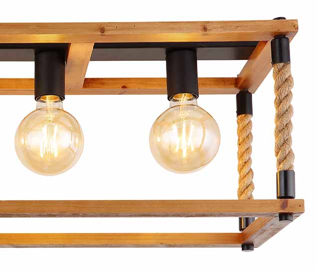 Plafonnier rural noir rectangulaire Globo Vernon – Image 3