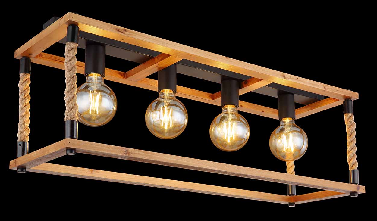 Plafonnier rural noir rectangulaire Globo Vernon – Image 4