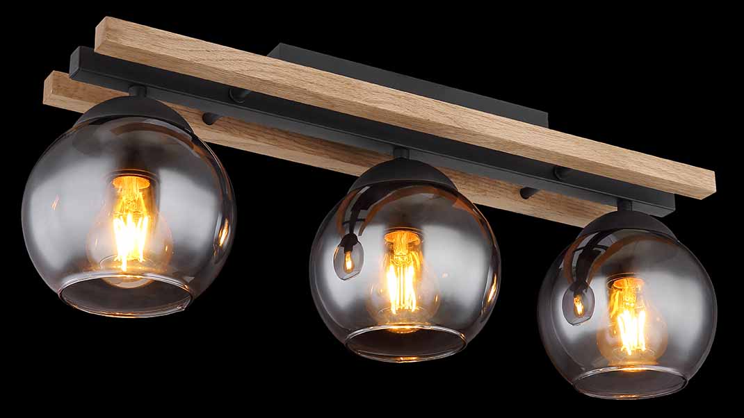 Plafonniers ruraux noirs en métal Globo Conni – Image 3