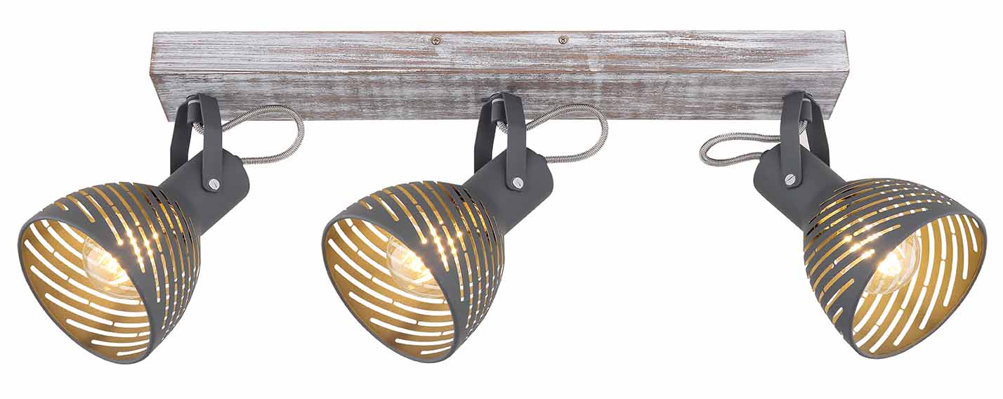 Spot 3 lumières gris bois/métal Globo Mori – Image 2