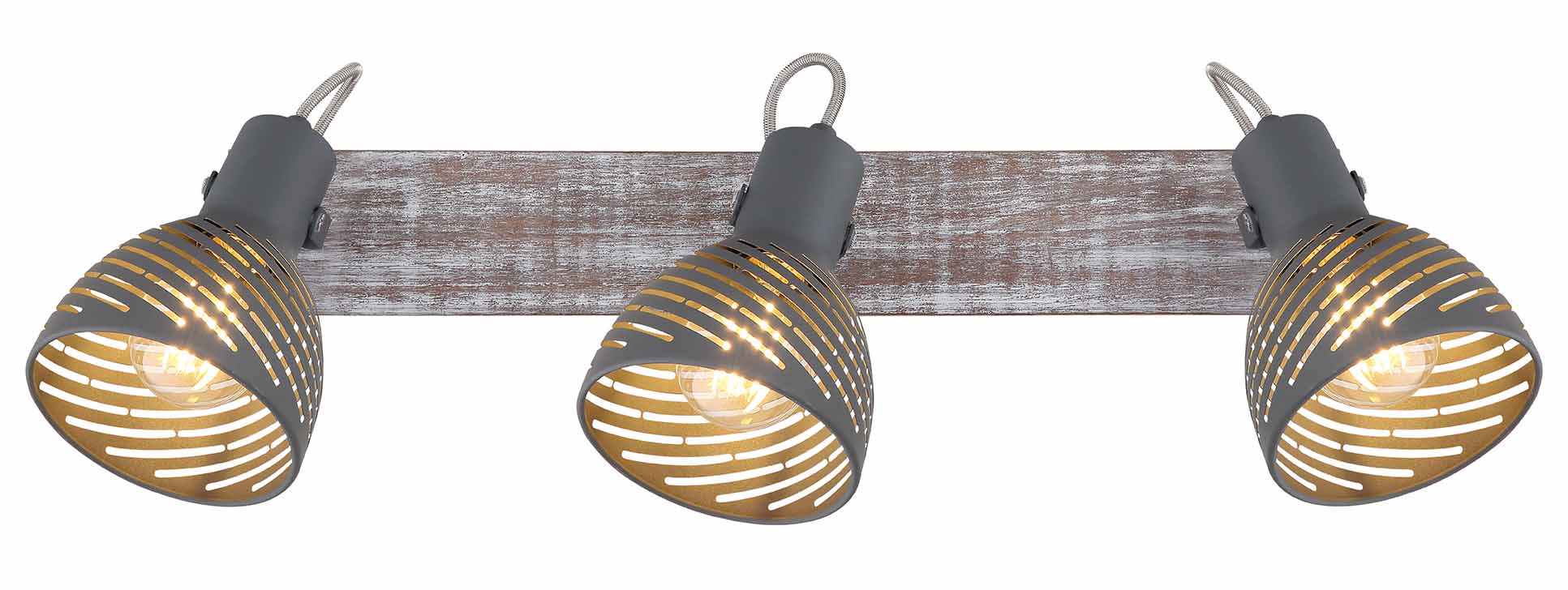 Spot 3 lumières gris bois/métal Globo Mori – Image 3