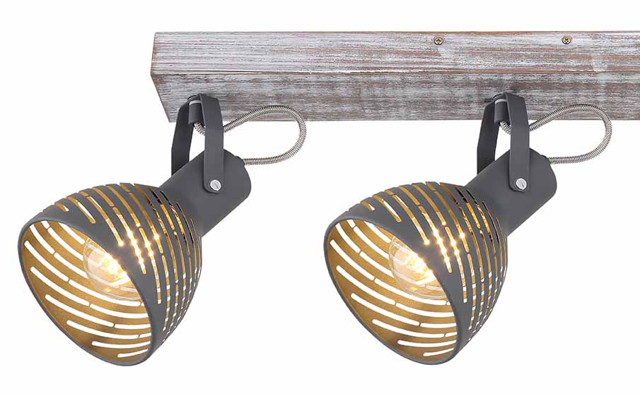 Spot 3 lumières gris bois/métal Globo Mori – Image 4