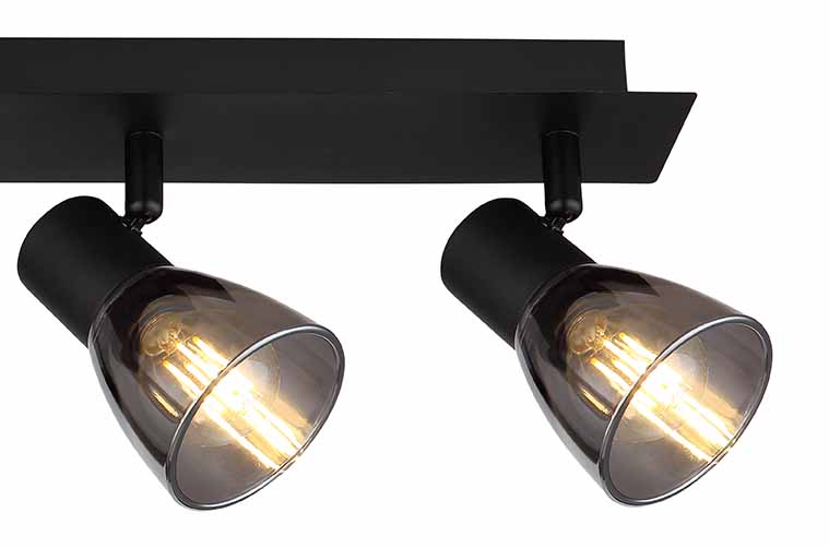 Spot 4 têtes noir verre fumé Globo Claude – Image 4