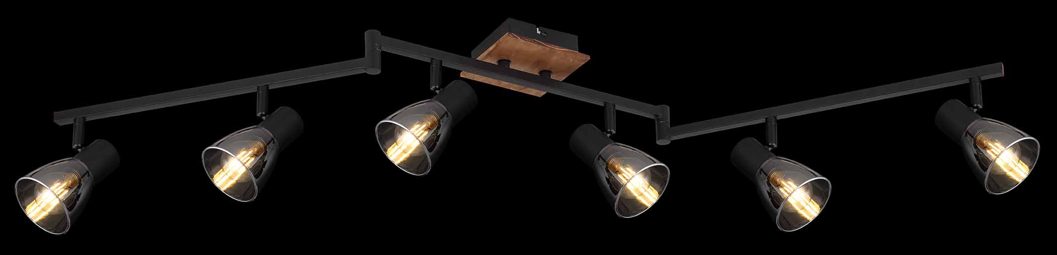 Spot 6 têtes brun verre fumé Globo Claude – Image 3