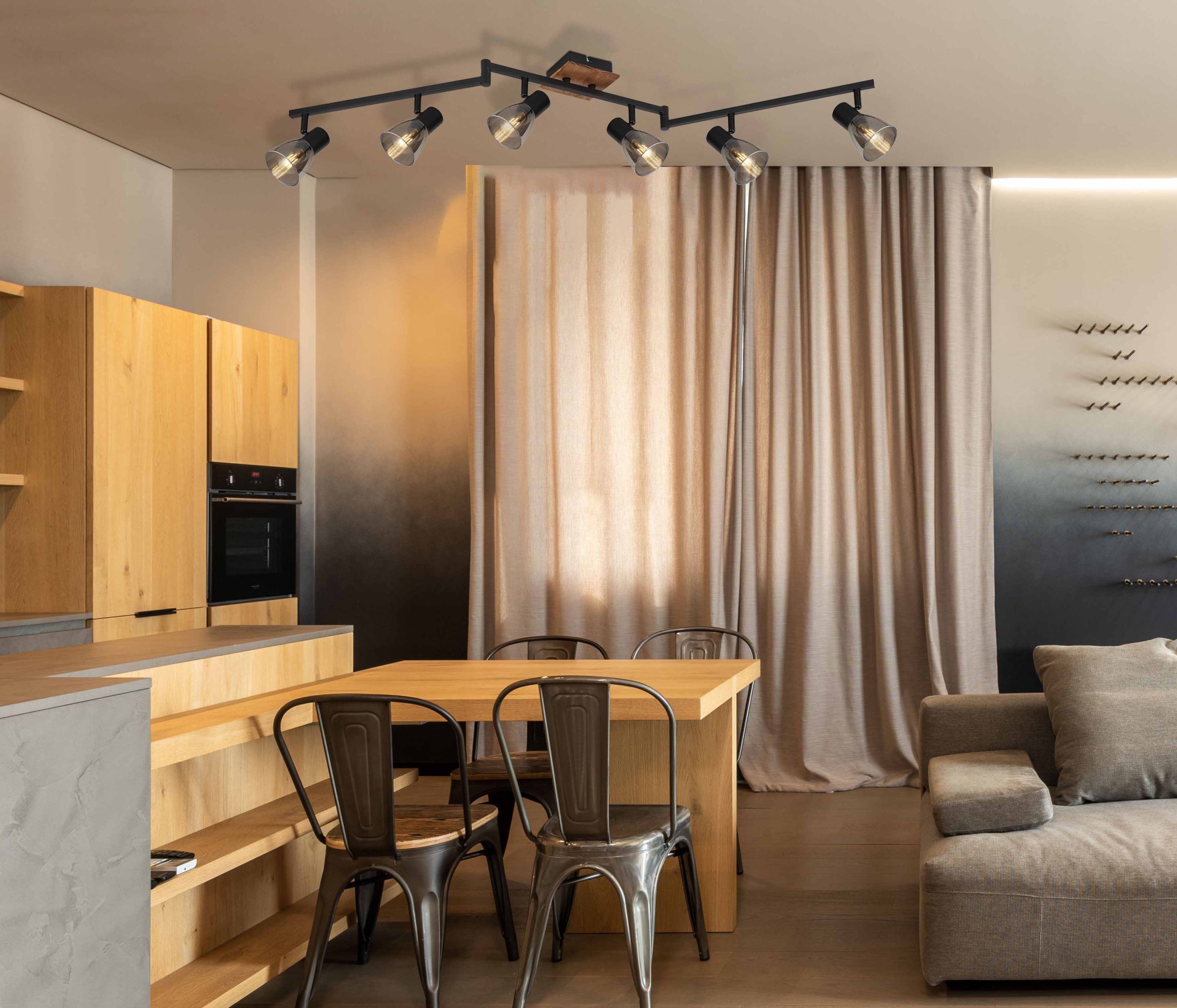 Spot 6 têtes brun verre fumé Globo Claude – Image 4