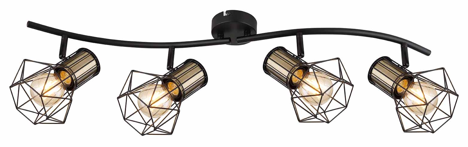 Spot allongé 4 abat-jours diamant noir/laiton Globo Priska – Image 2