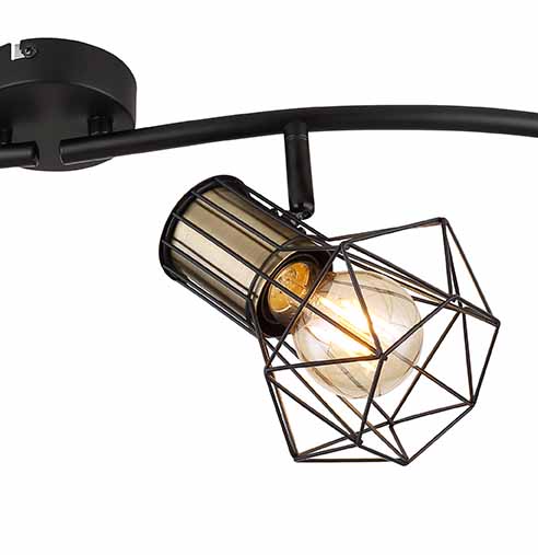 Spot allongé 4 abat-jours diamant noir/laiton Globo Priska – Image 4