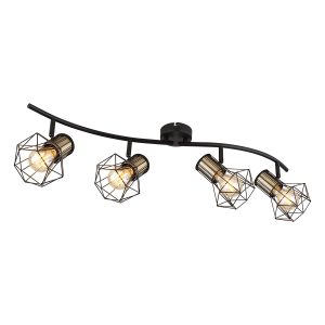 spot-allongé-4-abat-jours-diamant-noir/laiton-globo-priska-54017-4m