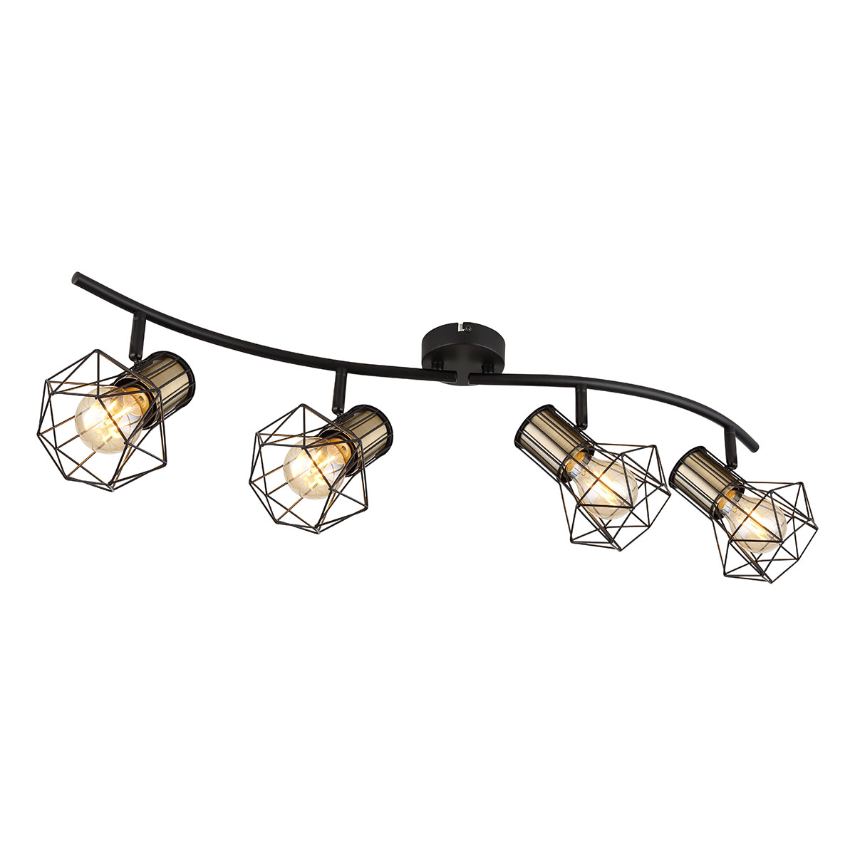 spot-allongé-4-abat-jours-diamant-noir/laiton-globo-priska-54017-4m