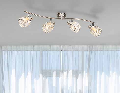 Spot allongé nickel 4 abat-jours cristal Globo Kris – Image 2