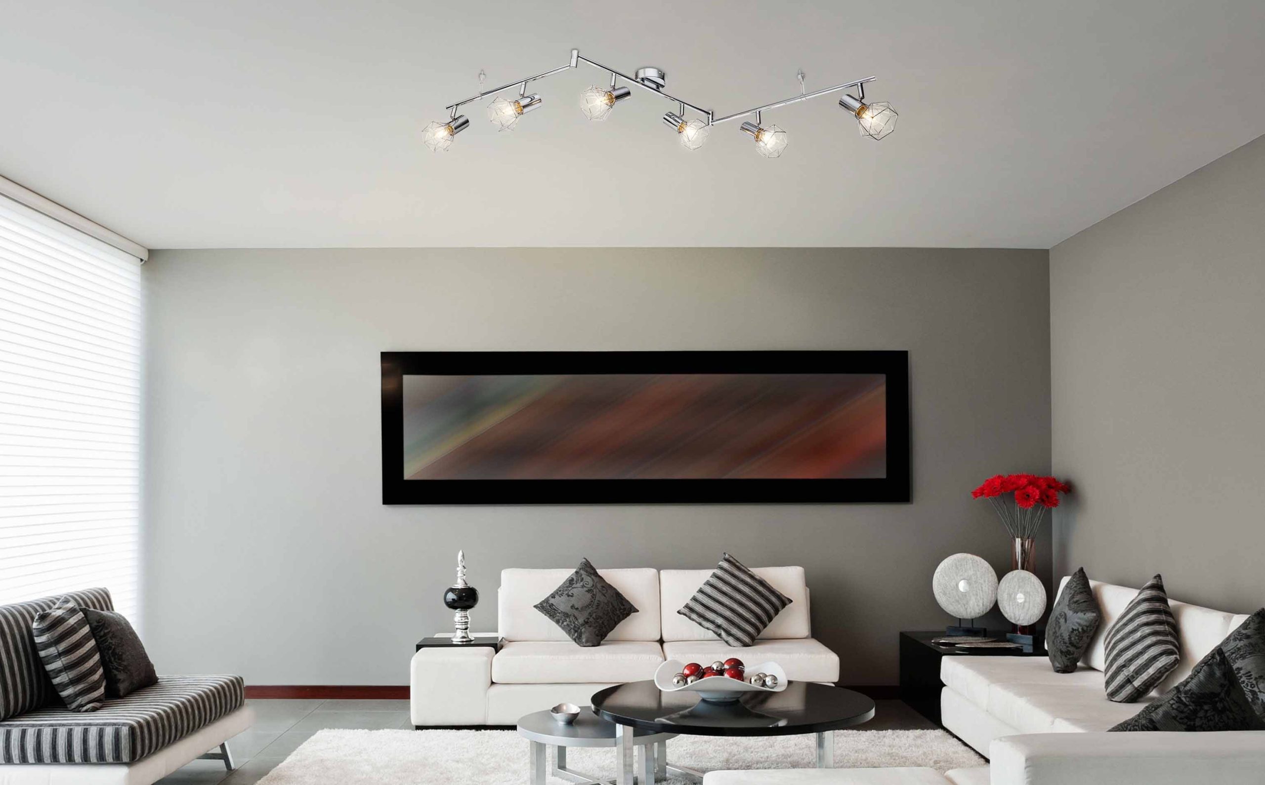 Spot chrome 6 lumières avec capot grille Globo Xara I – Image 2