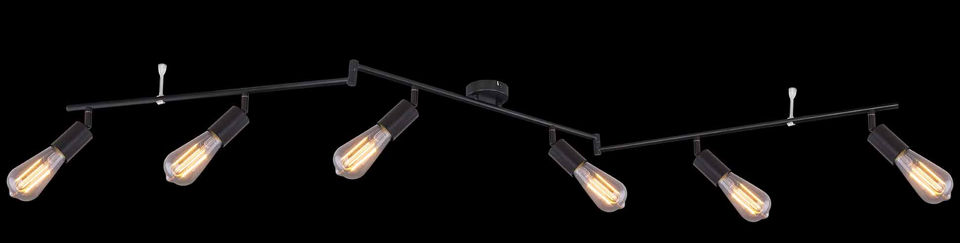 Spot minimaliste noir allongé à 6 lumières Globo Martha – Image 3