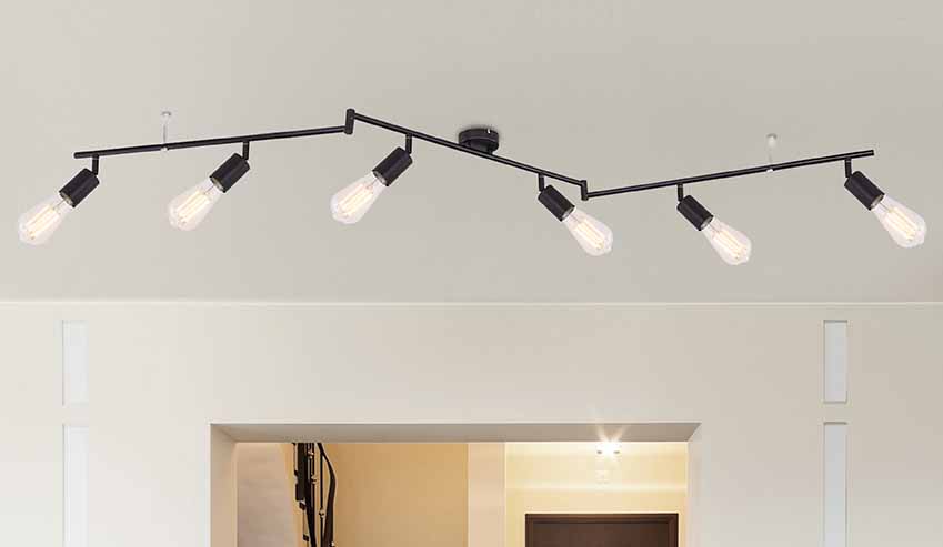 Spot minimaliste noir allongé à 6 lumières Globo Martha – Image 4