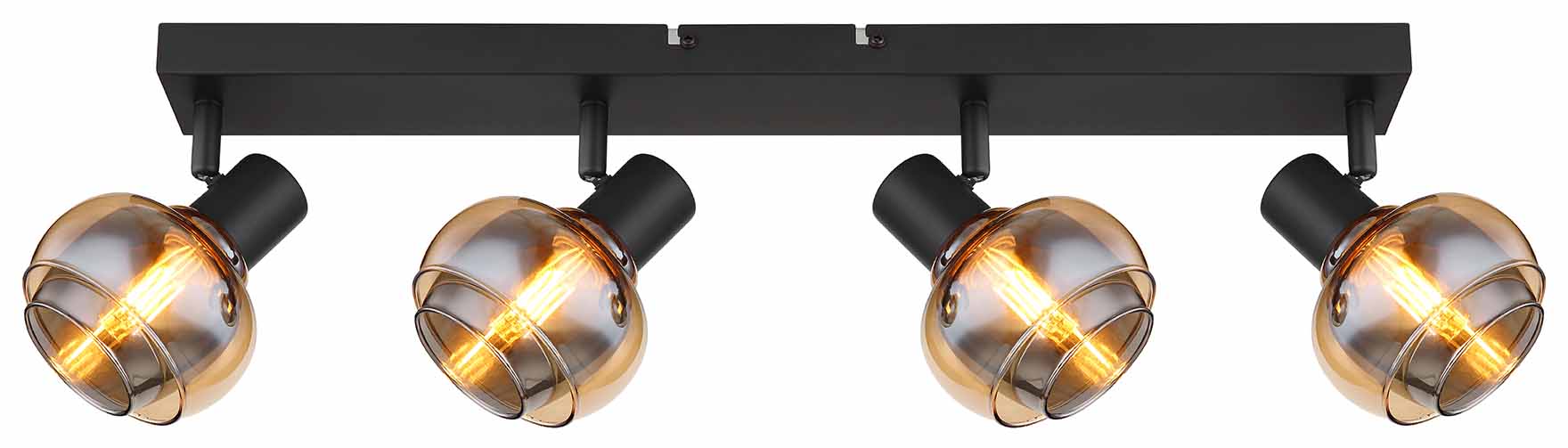 Spot noir 4 lumières ambre/verre fumé Globo Tokki – Image 2