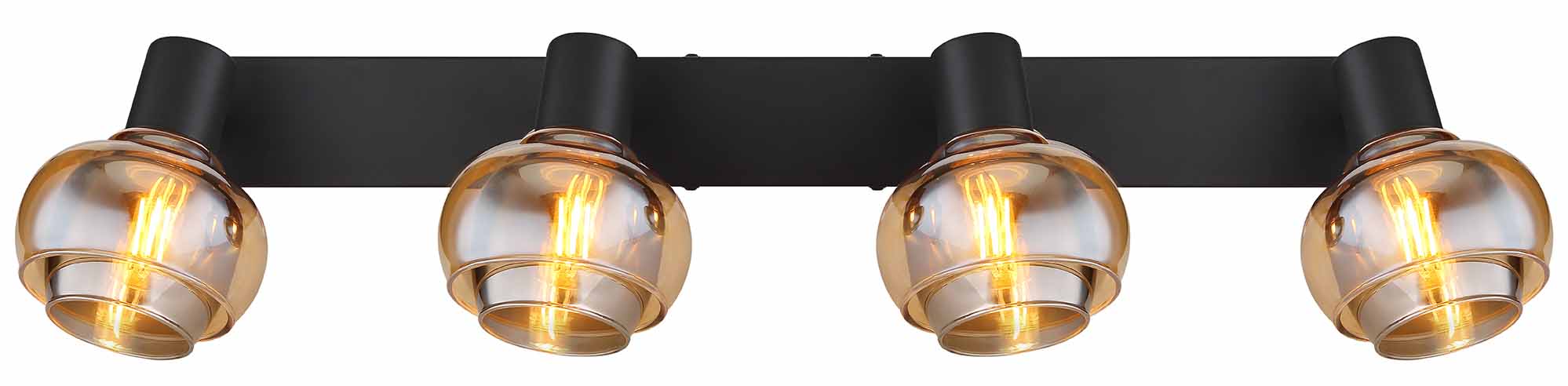 Spot noir 4 lumières ambre/verre fumé Globo Tokki – Image 3