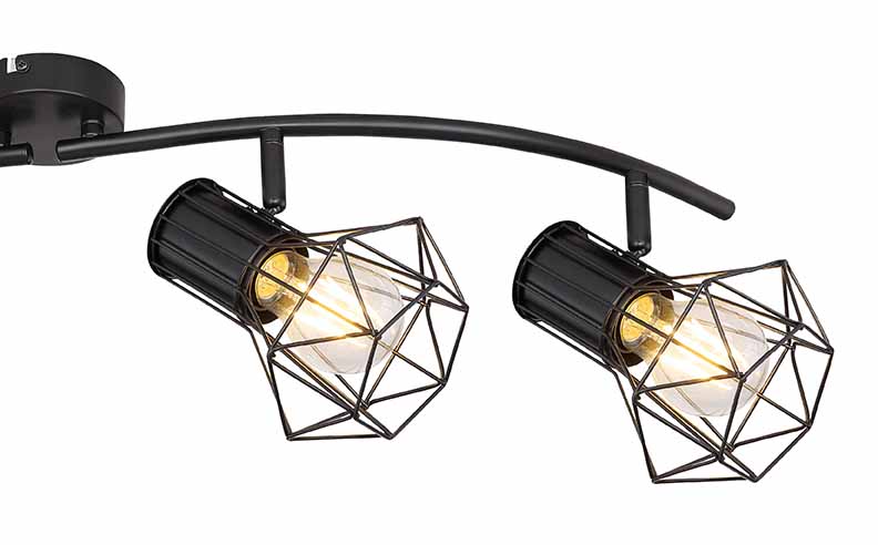 Spot noir 4 lumières avec capot diamant Globo Priska – Image 4