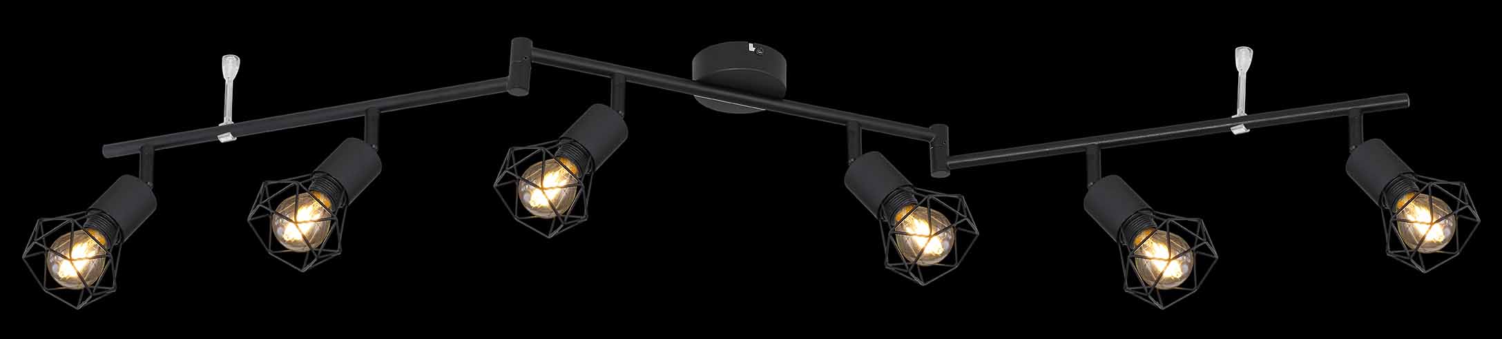 Spot noir 6 lumières avec capot grille Globo Xara I – Image 3