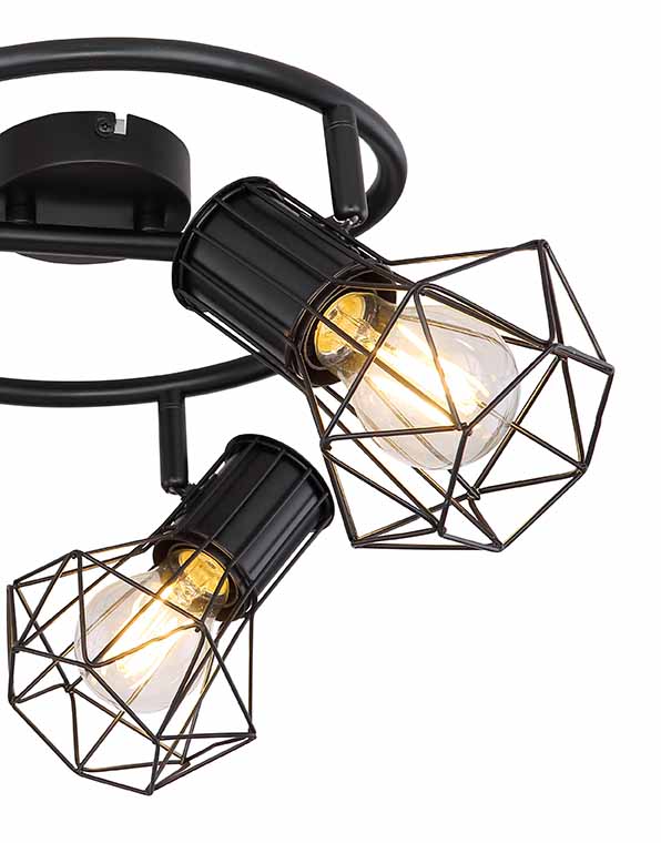 Spot rond 3 abat-jours diamant noir Globo Priska – Image 4