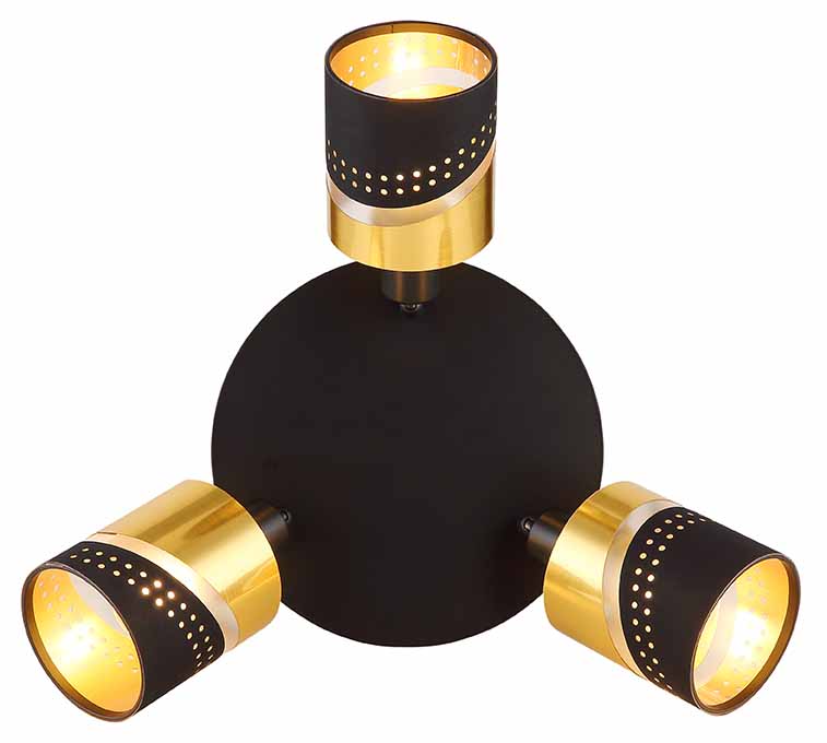 Spot rond 3 têtes noir/or Globo Or – Image 2