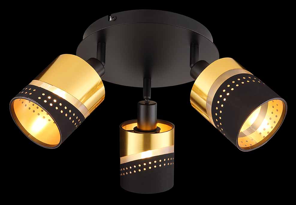 Spot rond 3 têtes noir/or Globo Or – Image 3