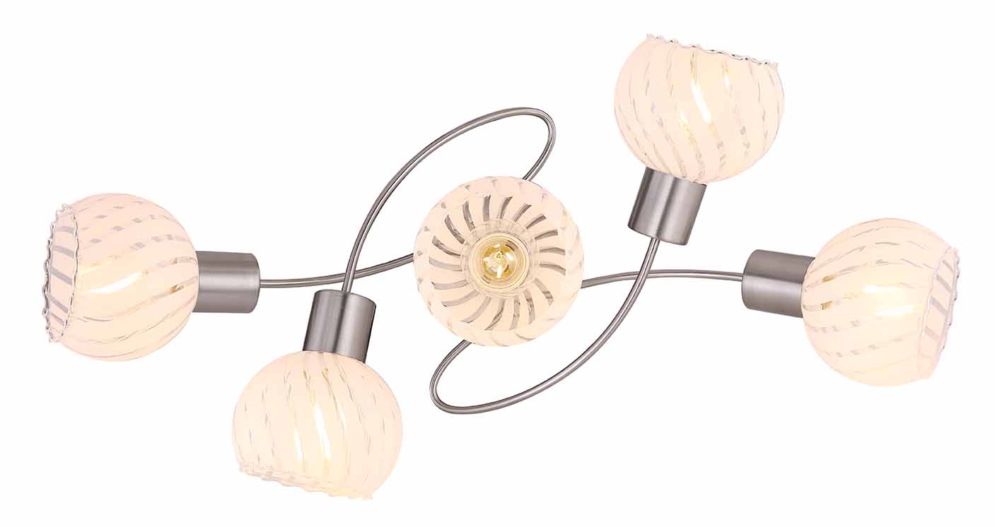 Spot rond 5 têtes nickel globes de verre Globo Willy – Image 2