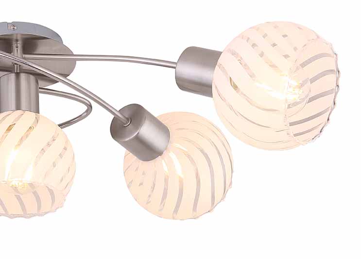 Spot rond 5 têtes nickel globes de verre Globo Willy – Image 3