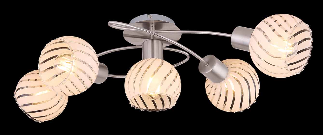 Spot rond 5 têtes nickel globes de verre Globo Willy – Image 4