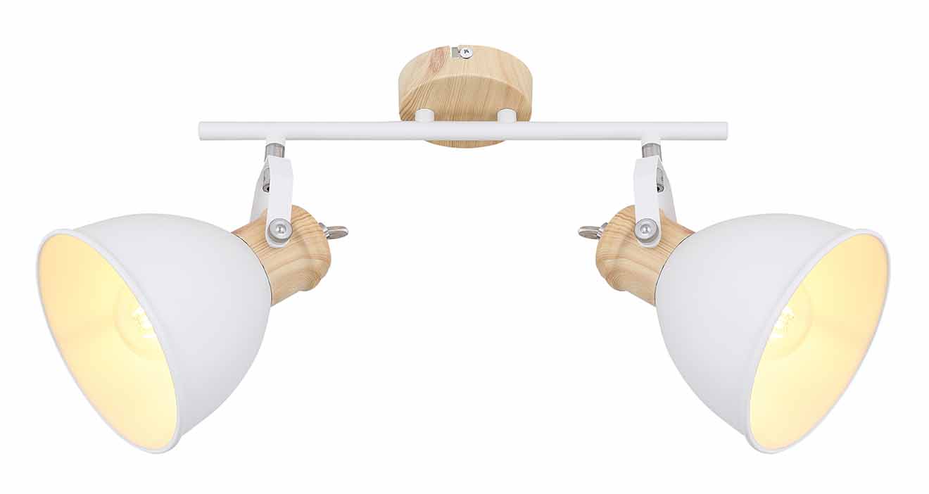 Spot scandinave 2 têtes blanc/naturel Globo Wiho – Image 2