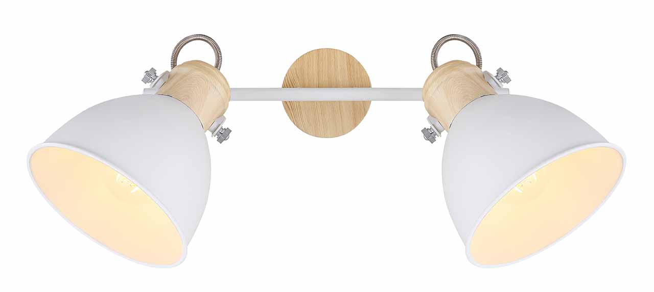 Spot scandinave 2 têtes blanc/naturel Globo Wiho – Image 3