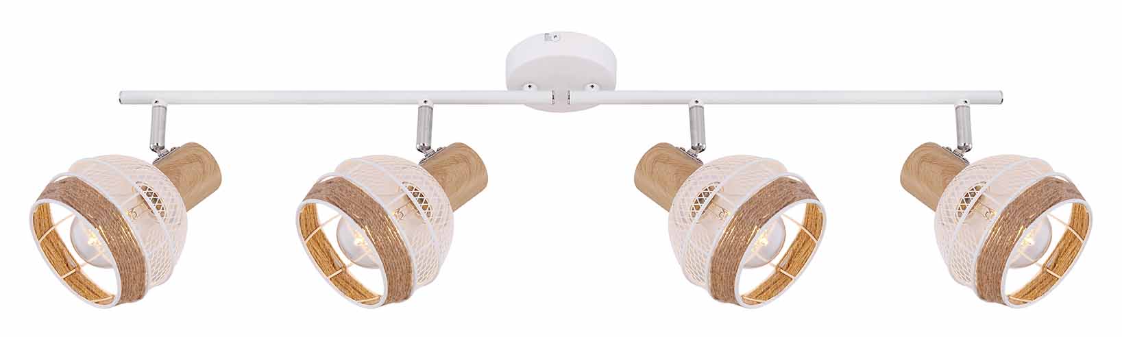 Spot scandinave 4 têtes blanc/naturel tissu de chanvre Globo Widy – Image 2