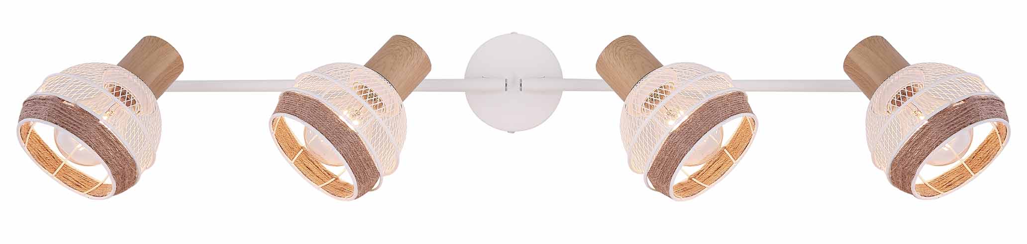 Spot scandinave 4 têtes blanc/naturel tissu de chanvre Globo Widy – Image 3