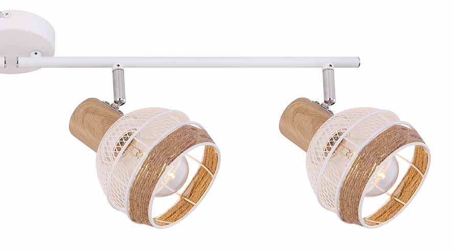 Spot scandinave 4 têtes blanc/naturel tissu de chanvre Globo Widy – Image 4