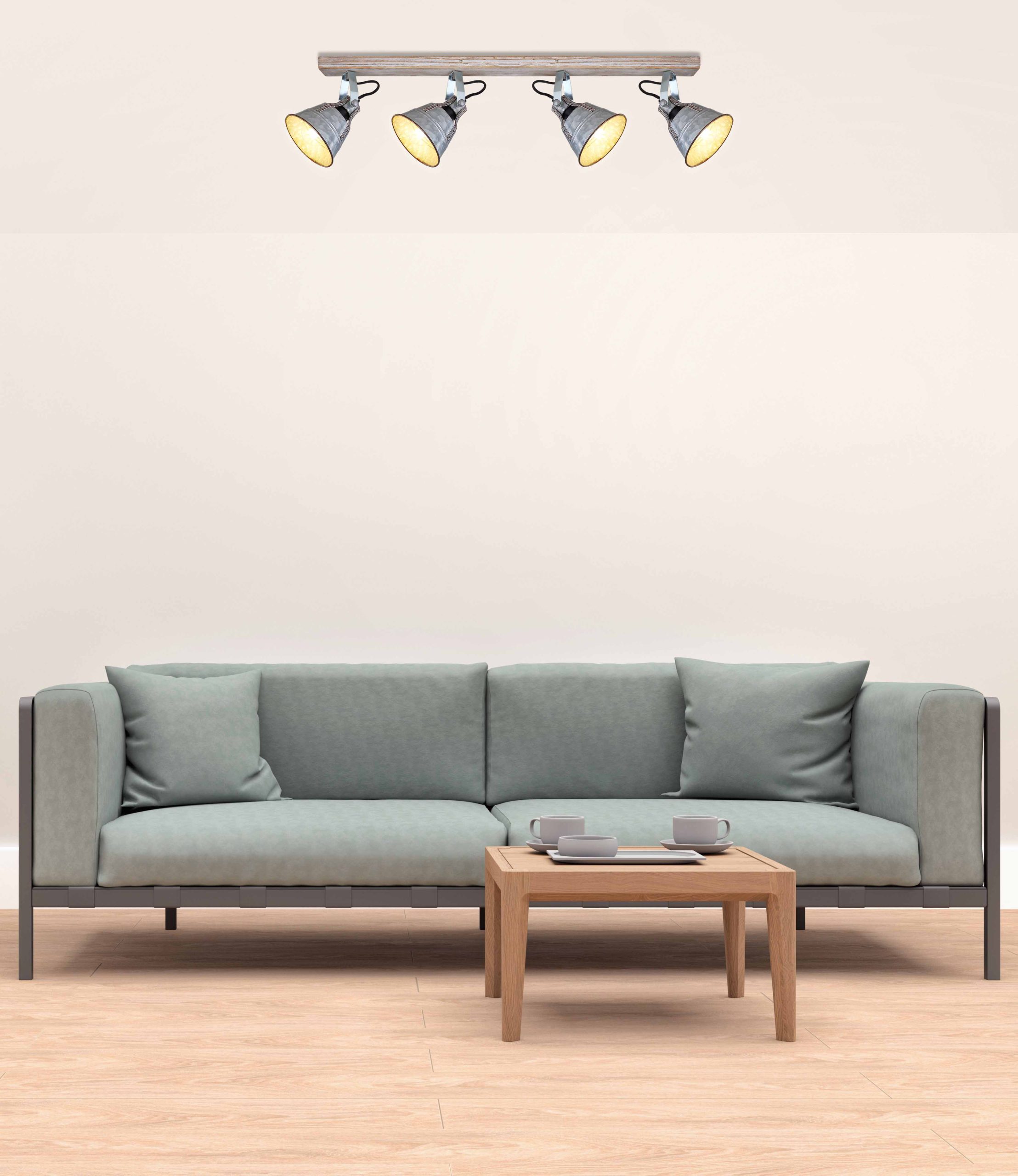 Spots en bois rural blancs Globo Gunther I – Image 5