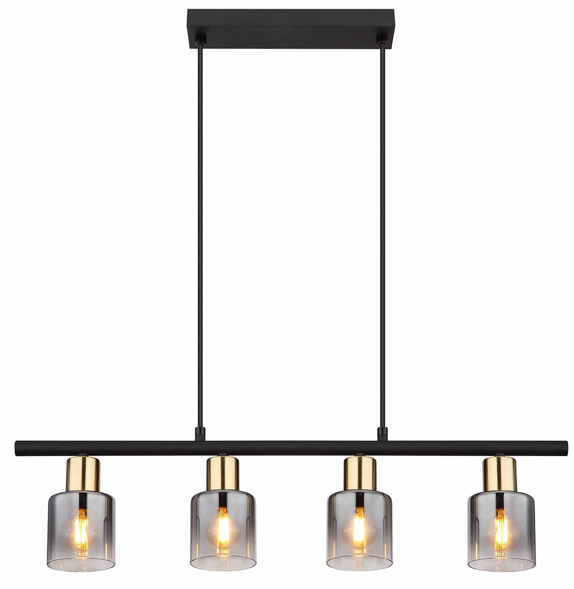 Suspension 4 abat-jours noir/or verre fumé Globo Hollsy – Image 2