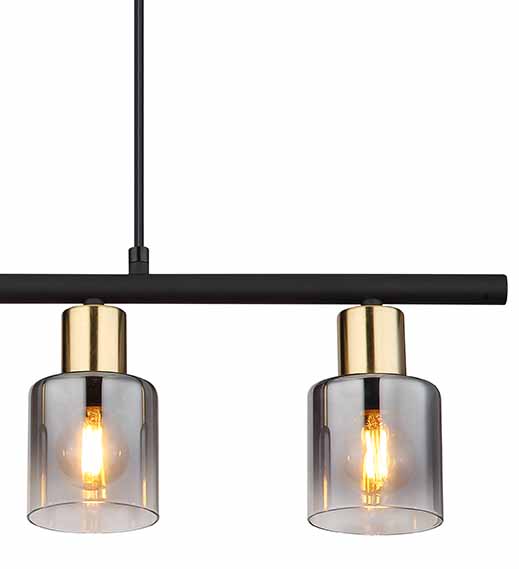 Suspension 4 abat-jours noir/or verre fumé Globo Hollsy – Image 3