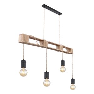 suspension-4-lumières-naturel/noir-bois/métal-globo-joelle-54030-4ph