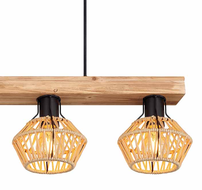 Suspension 4 têtes en tissu de chanvre brun/naturel Globo Valli – Image 3