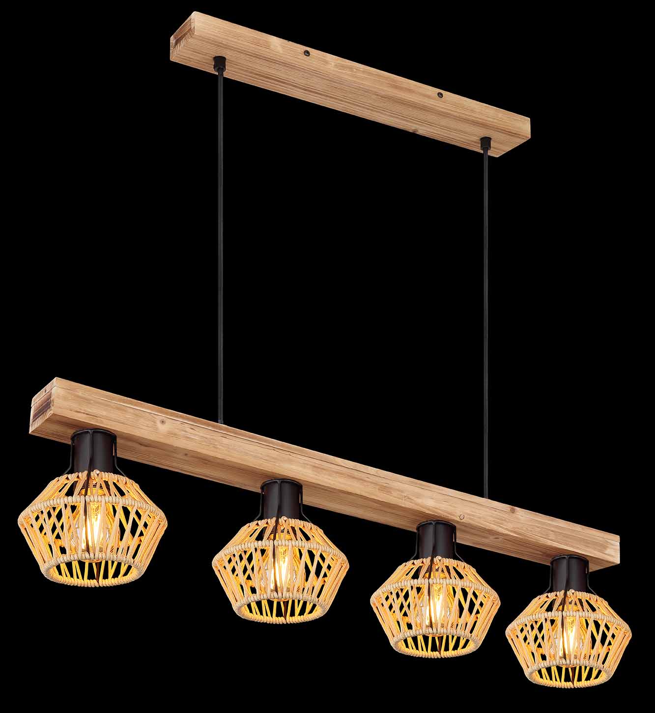 Suspension 4 têtes en tissu de chanvre brun/naturel Globo Valli – Image 4