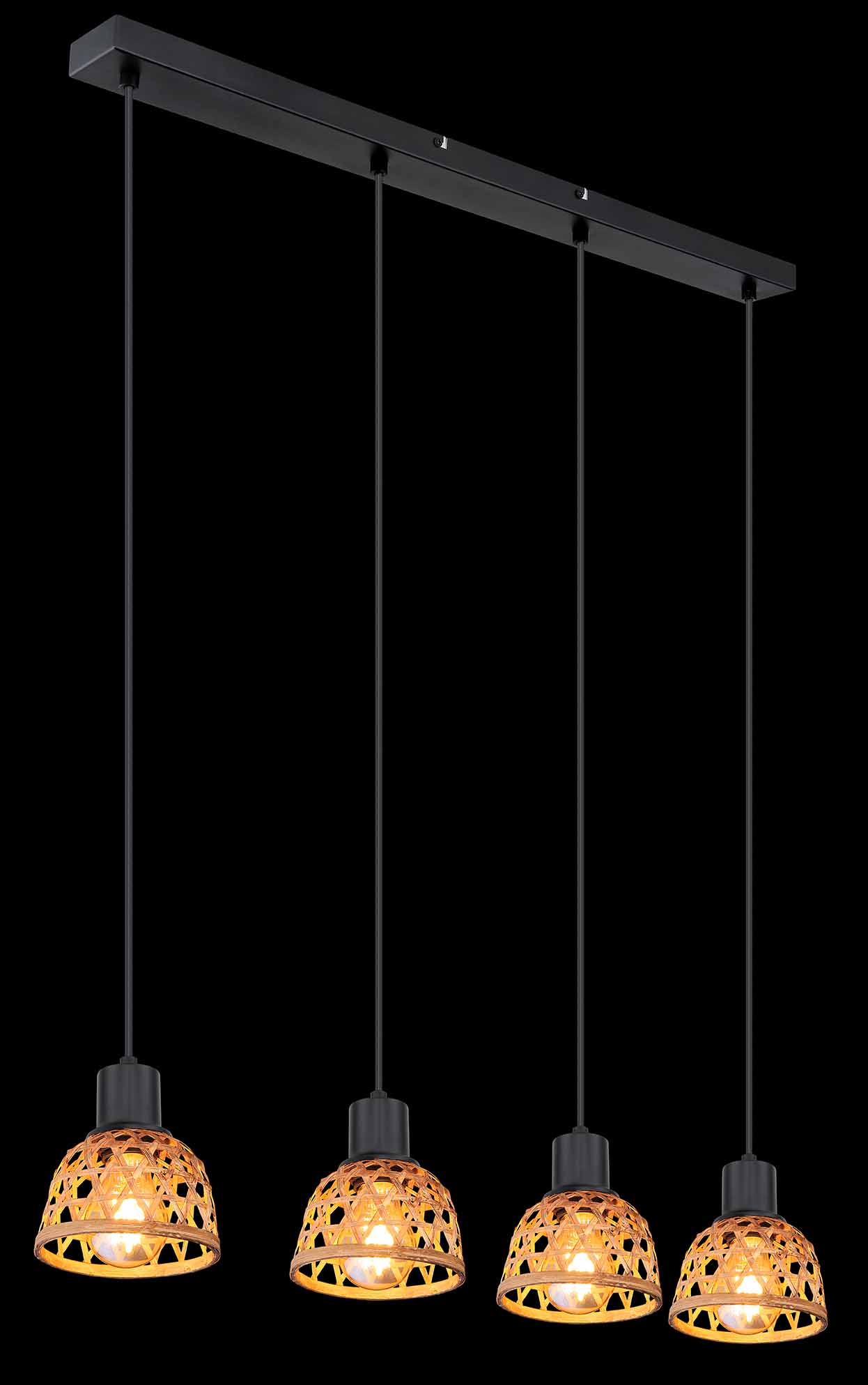 Suspension 4 têtes noir/brun en tissu de bambou Globo Wenna – Image 4
