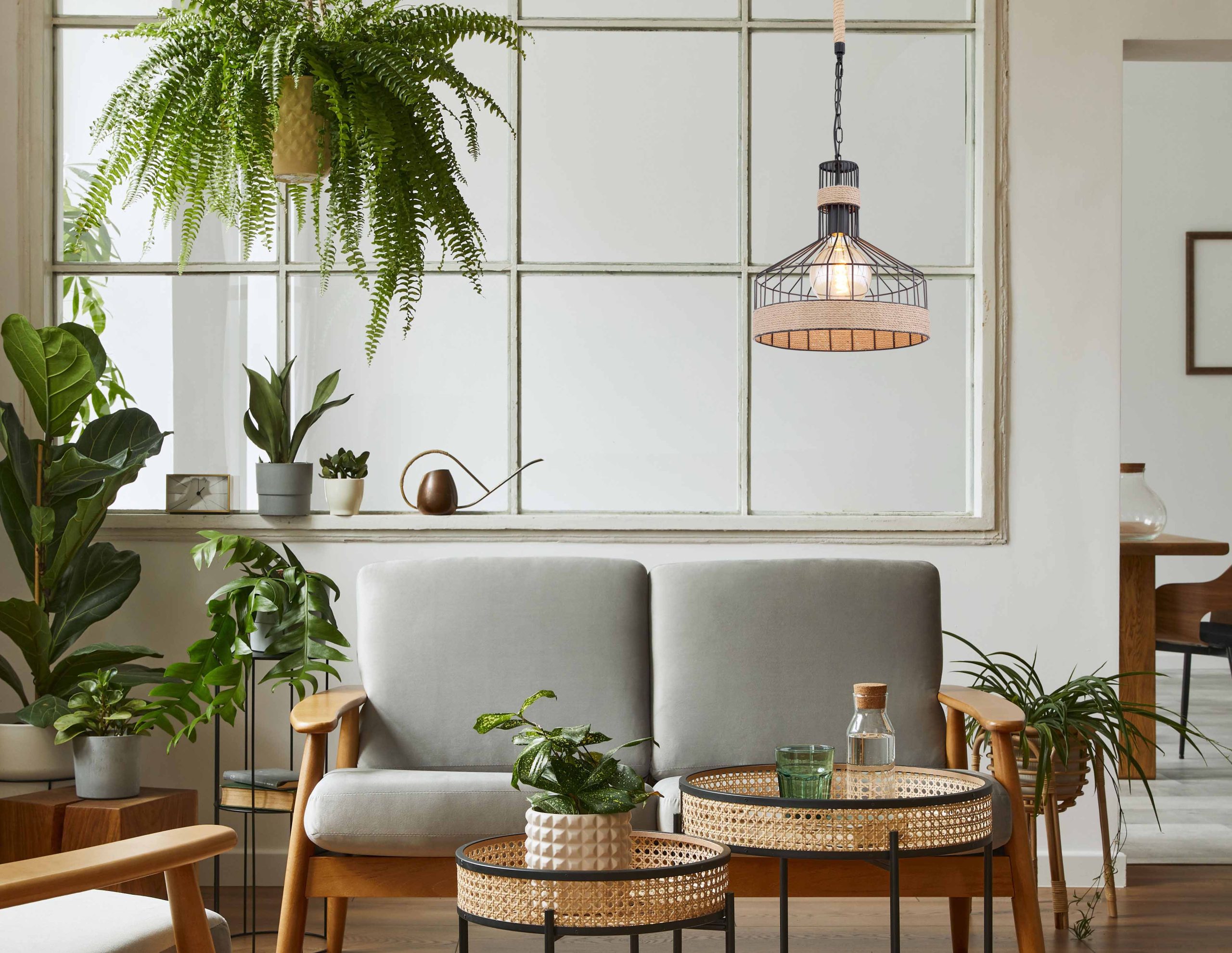 Suspension bohémienne noire en corde et métal Globo Halia – Image 4