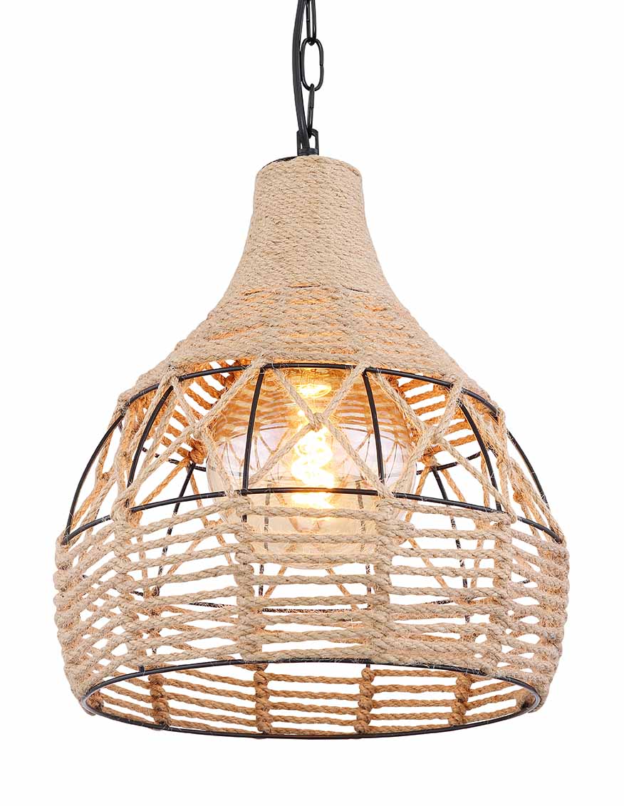 Suspension bohémienne noire en métal et corde Globo Halia – Image 2